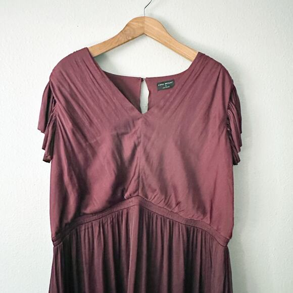 Lane Bryant Short Sleeve Burgundy Draped Midi Dress women's plus size 26 - Picture 3 of 14
